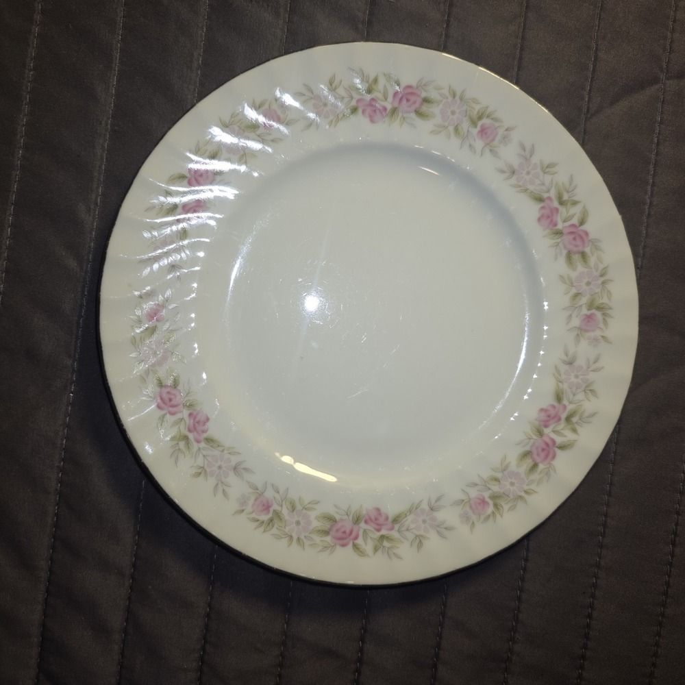 Teahouse‎ Rose Dansico Fine China, Pink Floral With Sliver Trim Bread  Plate
